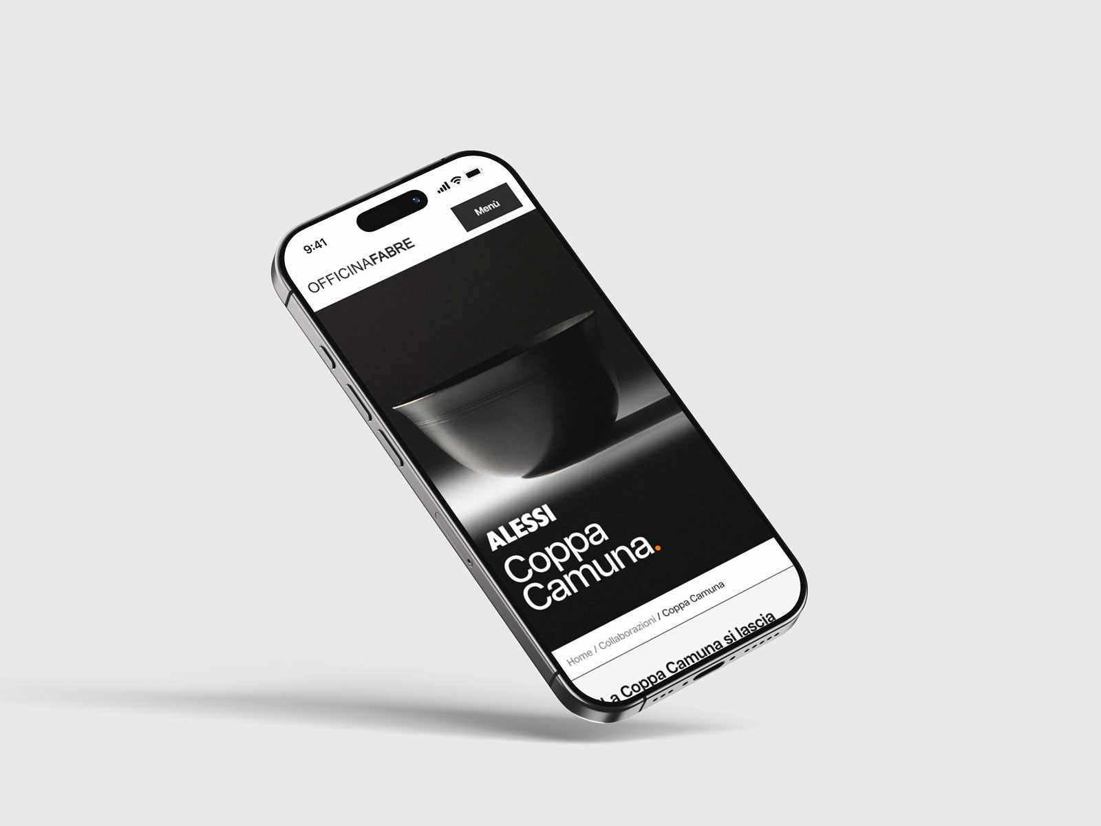 Versione mobile della pagina dedicata alla collaborazione Alessi — Coppa Camuna